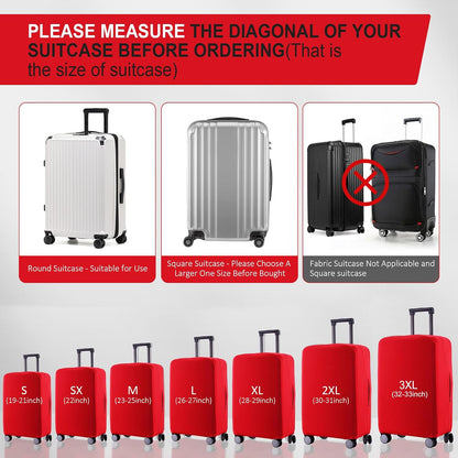 Travel Luggage Cover Suitcase Protector Scratch-Resistant Fit 19-31 Inch, Not Included Suitcase (Black, 2XL(30-31inch))