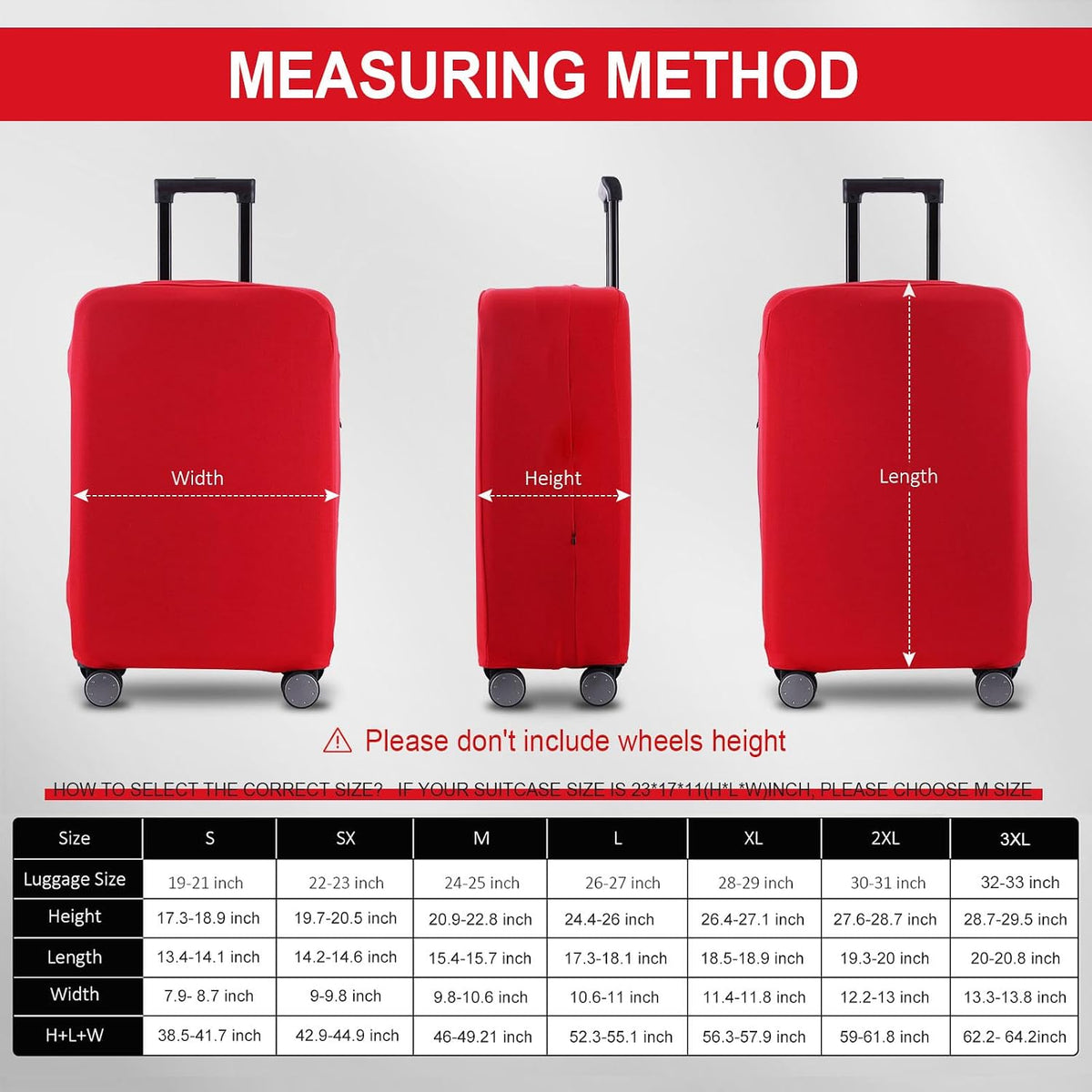 Travel Luggage Cover Suitcase Protector Scratch-Resistant Fit 19-31 Inch, Not Included Suitcase (Black, 2XL(30-31inch))