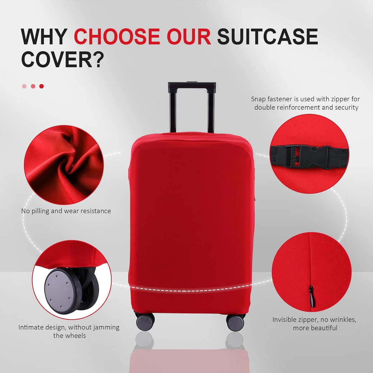 Travel Luggage Cover Suitcase Protector Scratch-Resistant Fit 19-31 Inch, Not Included Suitcase (Black, 2XL(30-31inch))