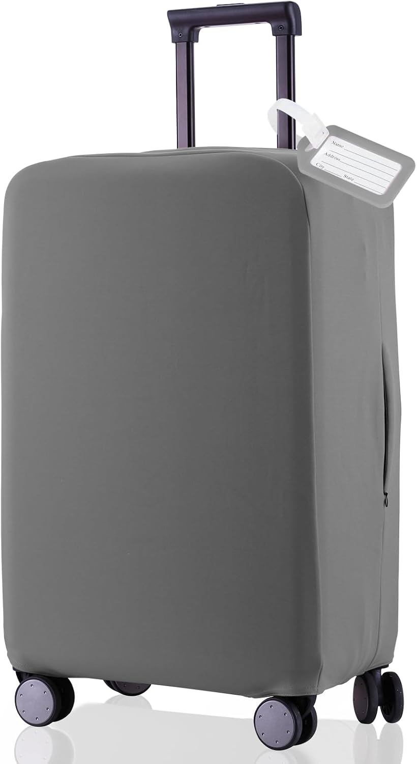 Travel Luggage Cover Suitcase Protector Scratch-Resistant Fit 19-31 Inch, Not Included Suitcase (Black, 2XL(30-31inch))