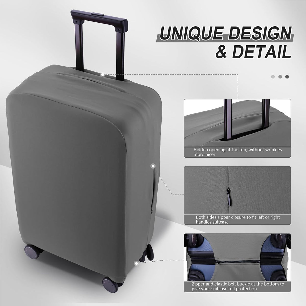 Travel Luggage Cover Suitcase Protector Scratch-Resistant Fit 19-31 Inch, Not Included Suitcase (Black, 2XL(30-31inch))
