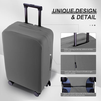 Travel Luggage Cover Suitcase Protector Scratch-Resistant Fit 19-31 Inch, Not Included Suitcase (Black, 2XL(30-31inch))