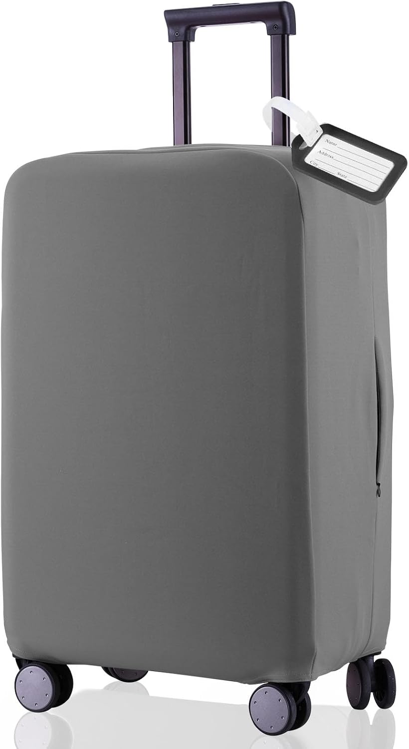 Travel Luggage Cover Suitcase Protector Scratch-Resistant Fit 19-31 Inch, Not Included Suitcase (Black, 2XL(30-31inch))
