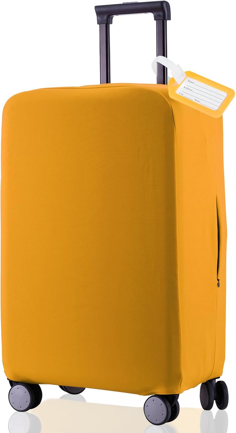 Travel Luggage Cover Suitcase Protector Scratch-Resistant Fit 19-31 Inch, Not Included Suitcase (Black, 2XL(30-31inch))