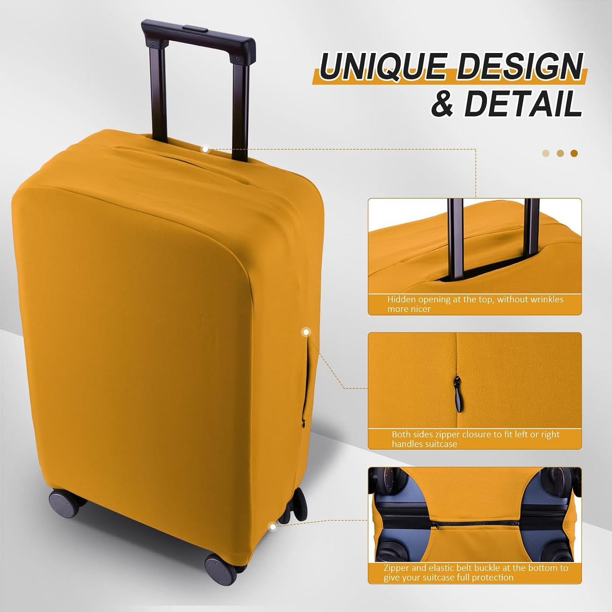 Travel Luggage Cover Suitcase Protector Scratch-Resistant Fit 19-31 Inch, Not Included Suitcase (Black, 2XL(30-31inch))