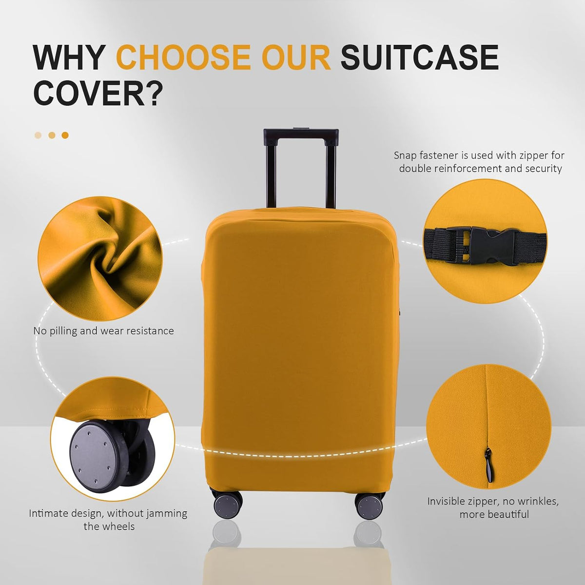Travel Luggage Cover Suitcase Protector Scratch-Resistant Fit 19-31 Inch, Not Included Suitcase (Black, 2XL(30-31inch))