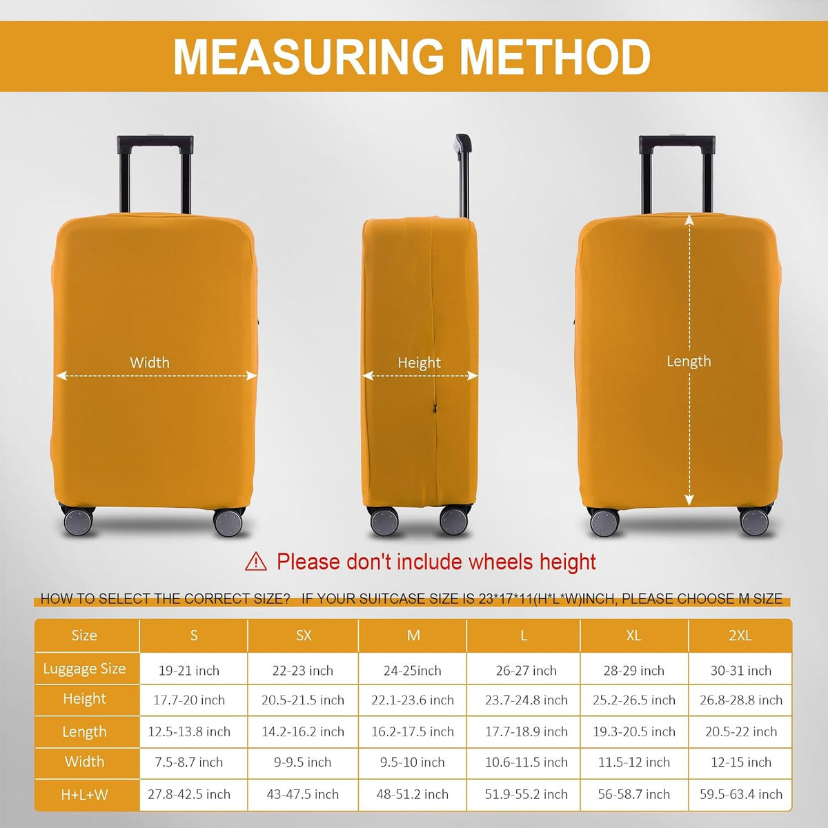 Travel Luggage Cover Suitcase Protector Scratch-Resistant Fit 19-31 Inch, Not Included Suitcase (Black, 2XL(30-31inch))