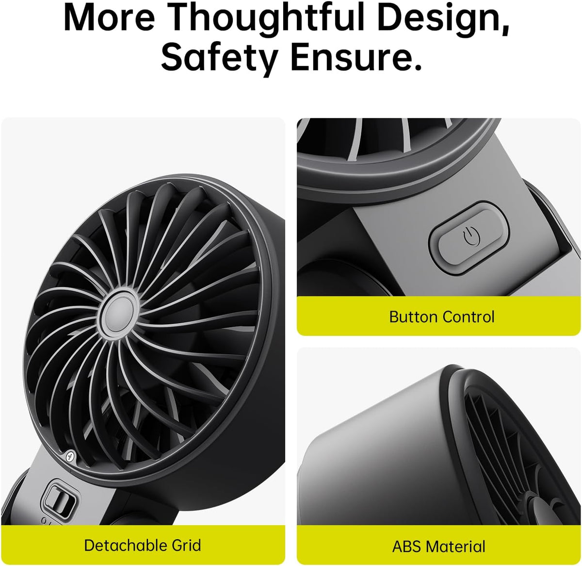 JISULIFE Portable Handheld Fan Life7: 3-in-1 Hand, Desk & Neck Fan-Black