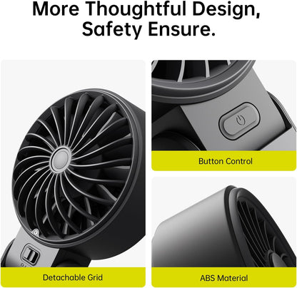 JISULIFE Portable Handheld Fan Life7: 3-in-1 Hand, Desk & Neck Fan-Black