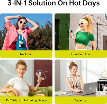 JISULIFE Portable Handheld Fan Life7: 3-in-1 Hand, Desk & Neck Fan-Black