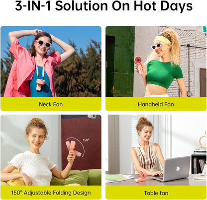 JISULIFE Portable Handheld Fan Life7: 3-in-1 Hand, Desk & Neck Fan-Black