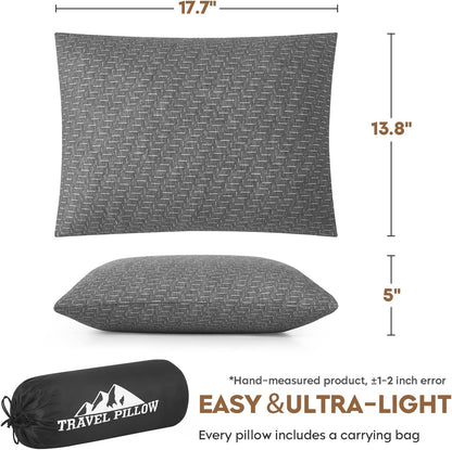 Camping Pillow Travel Pillow Small Shredded Memory Foam Pillow - Compressible Medium Firm, Breathable Cover, Ideal Backpacking Hiking, Airplane and Car