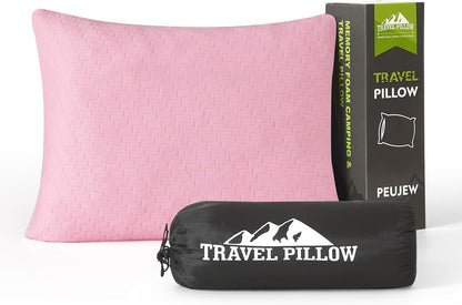 Camping Pillow Travel Pillow Small Shredded Memory Foam Pillow - Compressible Medium Firm, Breathable Cover, Ideal Backpacking Hiking, Airplane and Car