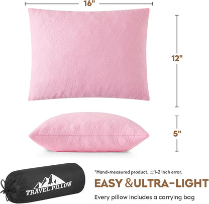 Camping Pillow Travel Pillow Small Shredded Memory Foam Pillow - Compressible Medium Firm, Breathable Cover, Ideal Backpacking Hiking, Airplane and Car