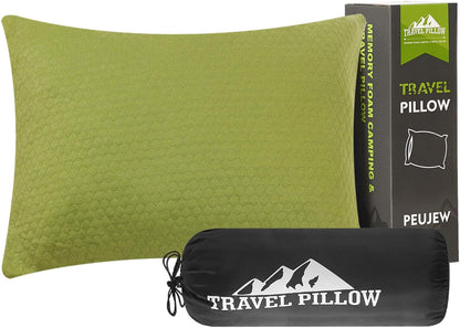 Camping Pillow Travel Pillow Small Shredded Memory Foam Pillow - Compressible Medium Firm, Breathable Cover, Ideal Backpacking Hiking, Airplane and Car