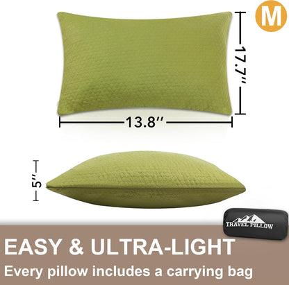 Camping Pillow Travel Pillow Small Shredded Memory Foam Pillow - Compressible Medium Firm, Breathable Cover, Ideal Backpacking Hiking, Airplane and Car