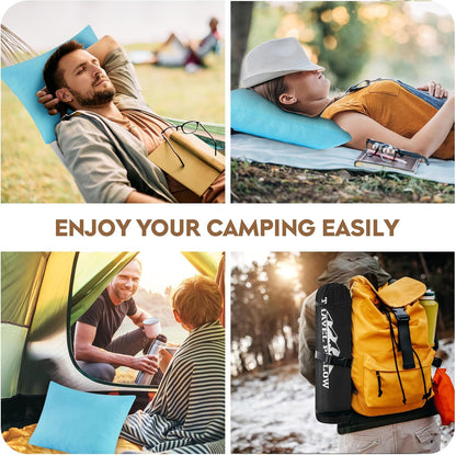 Camping Pillow Travel Pillow Small Shredded Memory Foam Pillow - Compressible Medium Firm, Breathable Cover, Ideal Backpacking Hiking, Airplane and Car