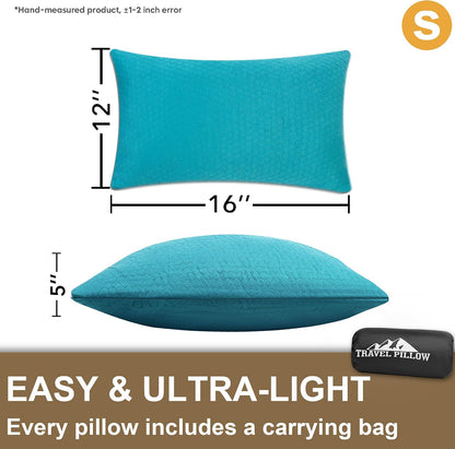 Camping Pillow Travel Pillow Small Shredded Memory Foam Pillow - Compressible Medium Firm, Breathable Cover, Ideal Backpacking Hiking, Airplane and Car