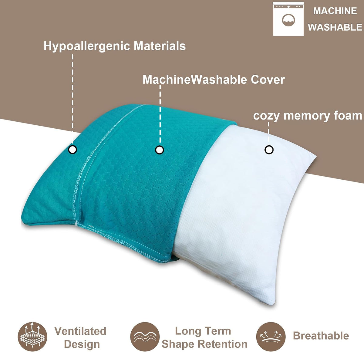 Camping Pillow Travel Pillow Small Shredded Memory Foam Pillow - Compressible Medium Firm, Breathable Cover, Ideal Backpacking Hiking, Airplane and Car