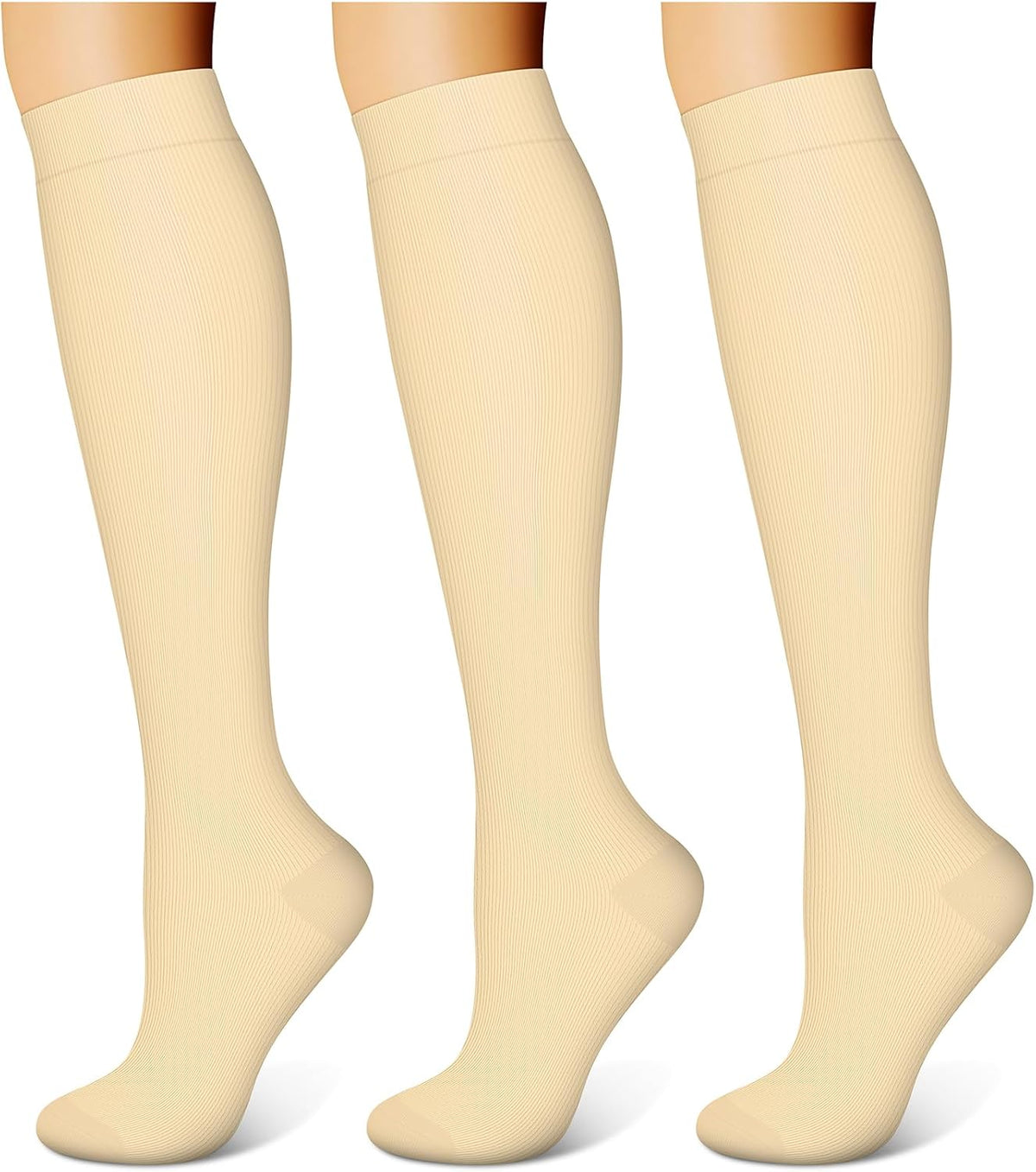 3 Pairs Compression Socks for Women & Men 15-20 mmHg,Best Support for Nurses Running Hiking