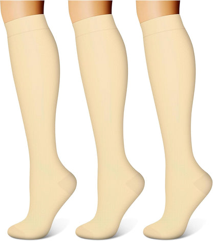 3 Pairs Compression Socks for Women & Men 15-20 mmHg,Best Support for Nurses Running Hiking