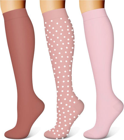 3 Pairs Compression Socks for Women & Men 15-20 mmHg,Best Support for Nurses Running Hiking