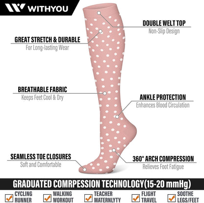 3 Pairs Compression Socks for Women & Men 15-20 mmHg,Best Support for Nurses Running Hiking