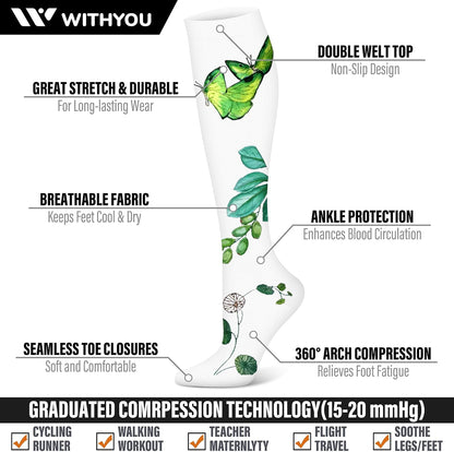 3 Pairs Compression Socks for Women & Men 15-20 mmHg,Best Support for Nurses Running Hiking