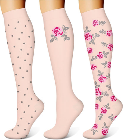 3 Pairs Compression Socks for Women & Men 15-20 mmHg,Best Support for Nurses Running Hiking