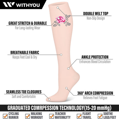 3 Pairs Compression Socks for Women & Men 15-20 mmHg,Best Support for Nurses Running Hiking