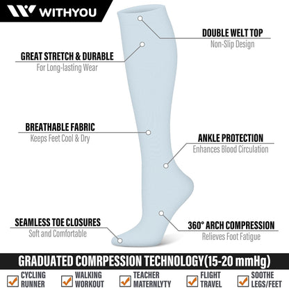 3 Pairs Compression Socks for Women & Men 15-20 mmHg,Best Support for Nurses Running Hiking
