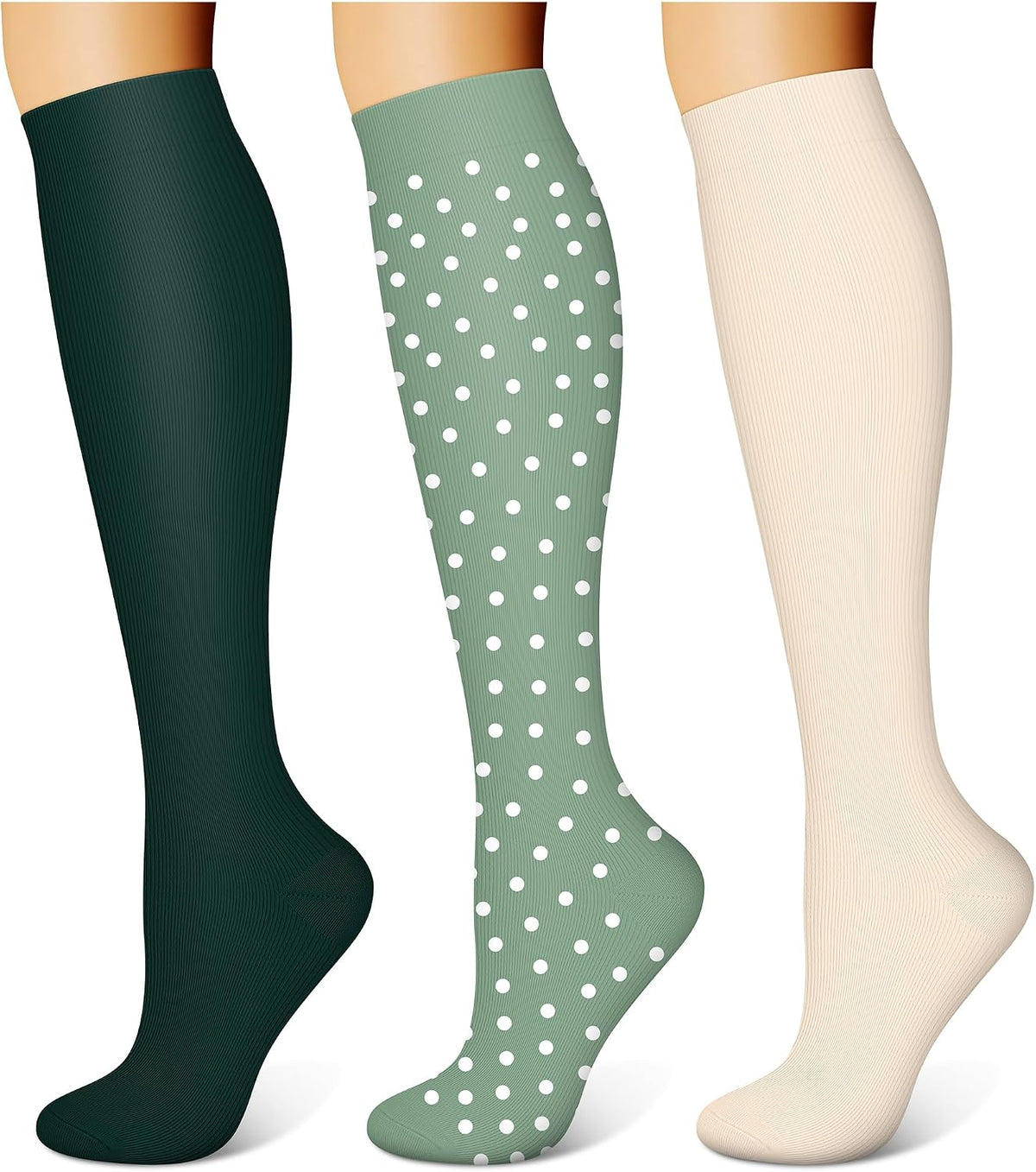 3 Pairs Compression Socks for Women & Men 15-20 mmHg,Best Support for Nurses Running Hiking