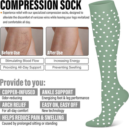 3 Pairs Compression Socks for Women & Men 15-20 mmHg,Best Support for Nurses Running Hiking