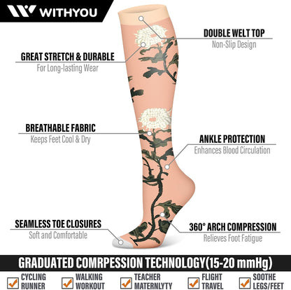3 Pairs Compression Socks for Women & Men 15-20 mmHg,Best Support for Nurses Running Hiking