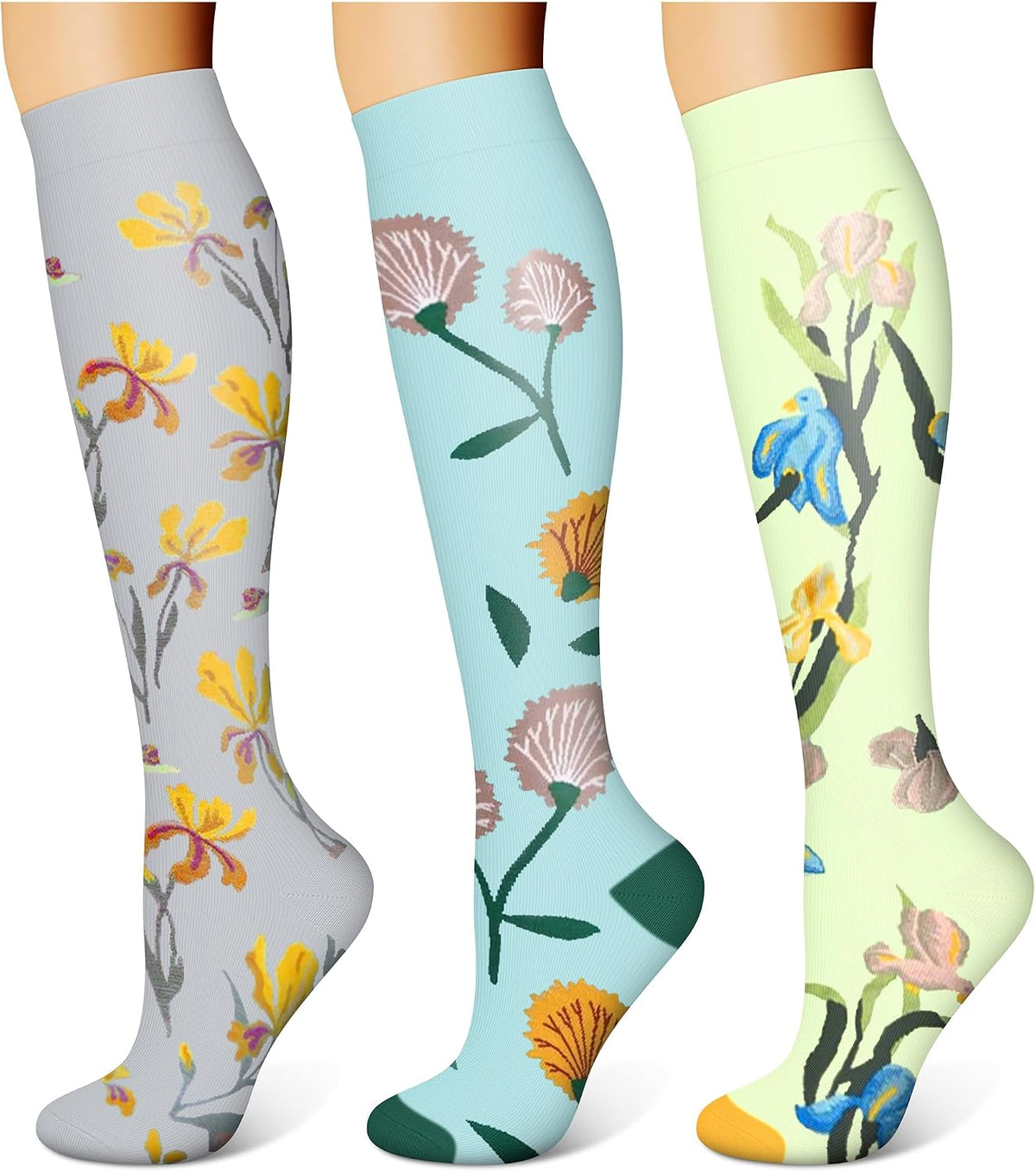 3 Pairs Compression Socks for Women & Men 15-20 mmHg,Best Support for Nurses Running Hiking