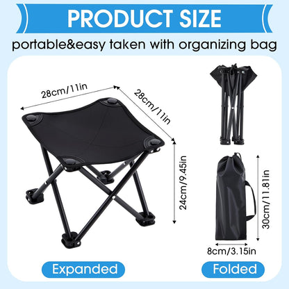 2 Pcs Portable Airplane Travel Foot Rest, Folding Camping Stool, Under Desk Foot Rest at Work for Long Flight, Home and Office Outdoor Hiking Fishing with Carry Bag (Black)