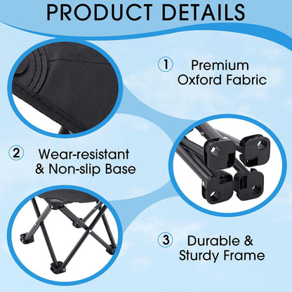2 Pcs Portable Airplane Travel Foot Rest, Folding Camping Stool, Under Desk Foot Rest at Work for Long Flight, Home and Office Outdoor Hiking Fishing with Carry Bag (Black)