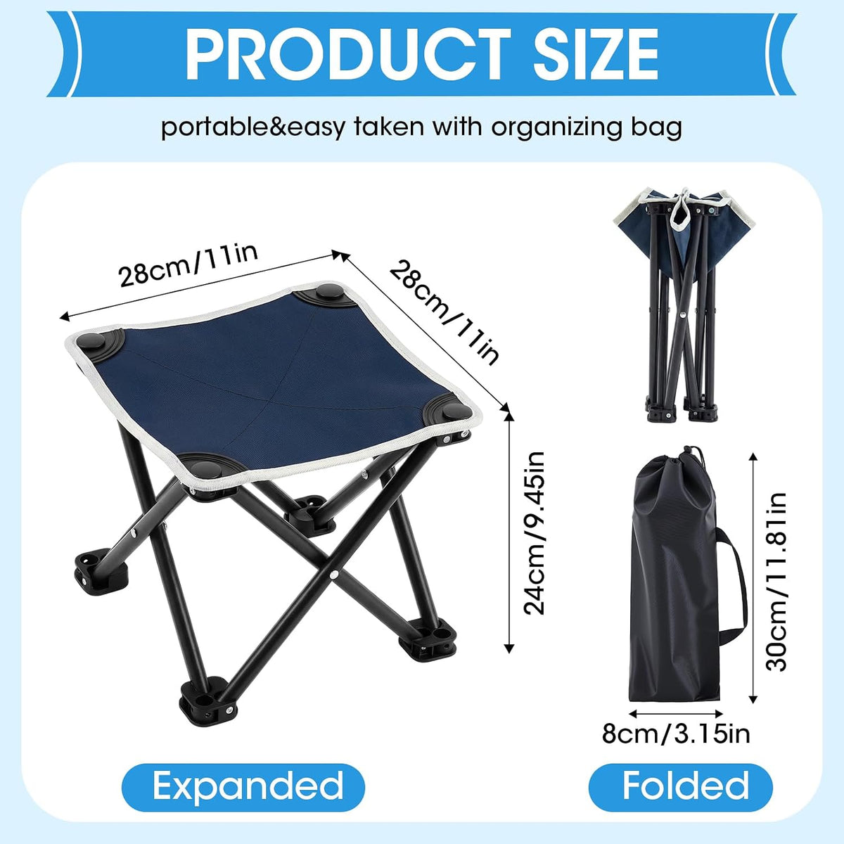 2 Pcs Portable Airplane Travel Foot Rest, Folding Camping Stool, Under Desk Foot Rest at Work for Long Flight, Home and Office Outdoor Hiking Fishing with Carry Bag (Black)