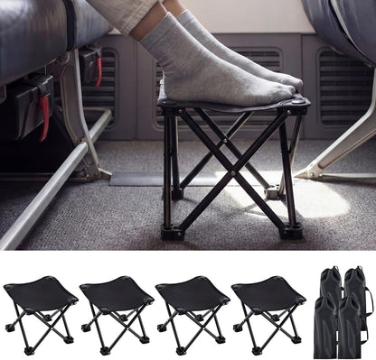 2 Pcs Portable Airplane Travel Foot Rest, Folding Camping Stool, Under Desk Foot Rest at Work for Long Flight, Home and Office Outdoor Hiking Fishing with Carry Bag (Black)