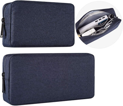 2-Pack Portable Storage Pouch Bag, Universal Electronics Accessories Case Cable Organizer Compatible with Hard Drive, Laptop Mouse, Power Bank, Adapter, Cellphone, Cosmetics (Small+Big-Navy Blue)