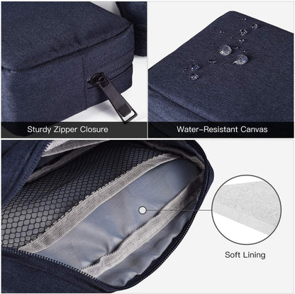 2-Pack Portable Storage Pouch Bag, Universal Electronics Accessories Case Cable Organizer Compatible with Hard Drive, Laptop Mouse, Power Bank, Adapter, Cellphone, Cosmetics (Small+Big-Navy Blue)