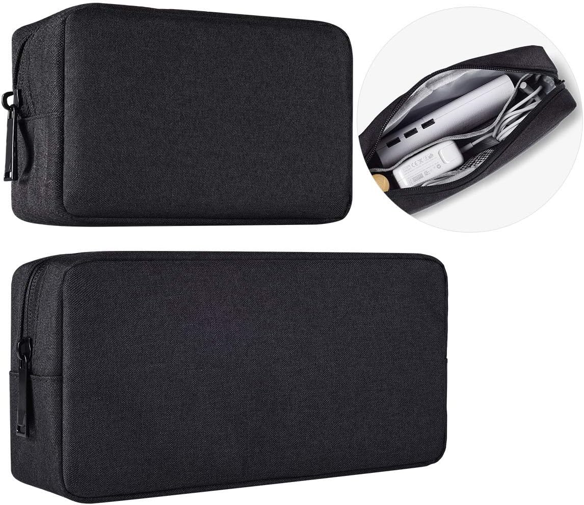 2-Pack Portable Storage Pouch Bag, Universal Electronics Accessories Case Cable Organizer Compatible with Hard Drive, Laptop Mouse, Power Bank, Adapter, Cellphone, Cosmetics (Small+Big-Navy Blue)