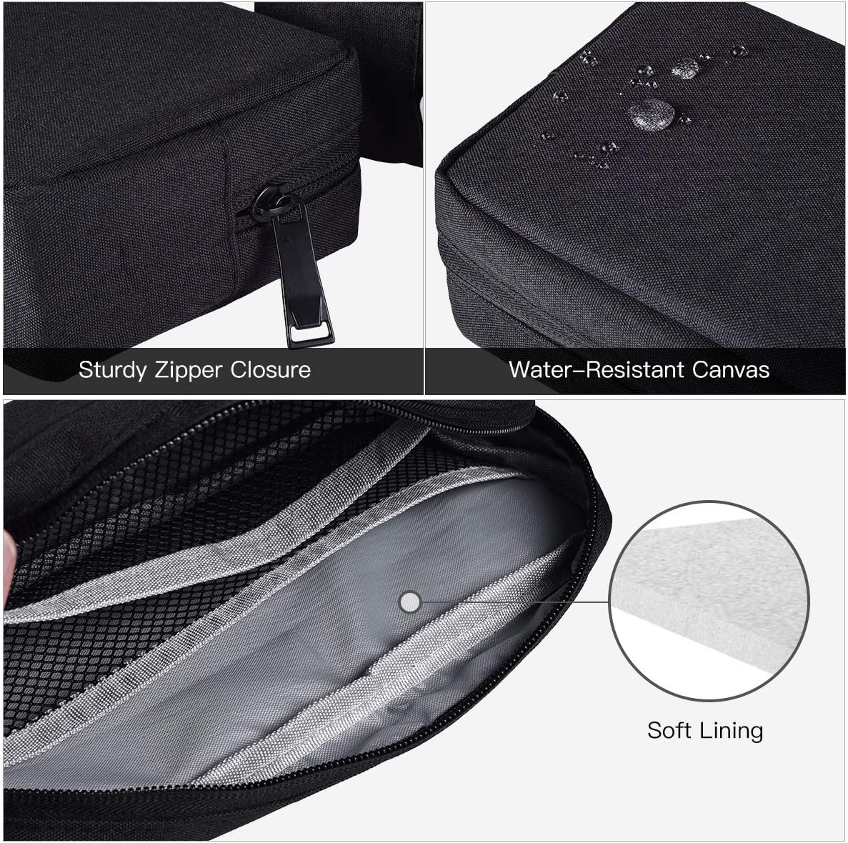 2-Pack Portable Storage Pouch Bag, Universal Electronics Accessories Case Cable Organizer Compatible with Hard Drive, Laptop Mouse, Power Bank, Adapter, Cellphone, Cosmetics (Small+Big-Navy Blue)