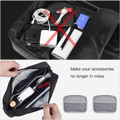 2-Pack Portable Storage Pouch Bag, Universal Electronics Accessories Case Cable Organizer Compatible with Hard Drive, Laptop Mouse, Power Bank, Adapter, Cellphone, Cosmetics (Small+Big-Navy Blue)