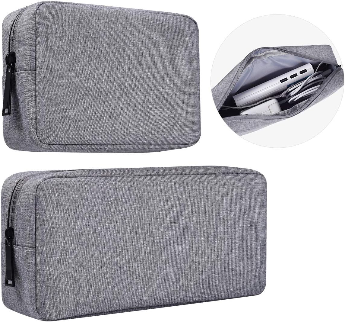 2-Pack Portable Storage Pouch Bag, Universal Electronics Accessories Case Cable Organizer Compatible with Hard Drive, Laptop Mouse, Power Bank, Adapter, Cellphone, Cosmetics (Small+Big-Navy Blue)