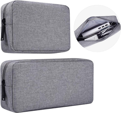 2-Pack Portable Storage Pouch Bag, Universal Electronics Accessories Case Cable Organizer Compatible with Hard Drive, Laptop Mouse, Power Bank, Adapter, Cellphone, Cosmetics (Small+Big-Navy Blue)