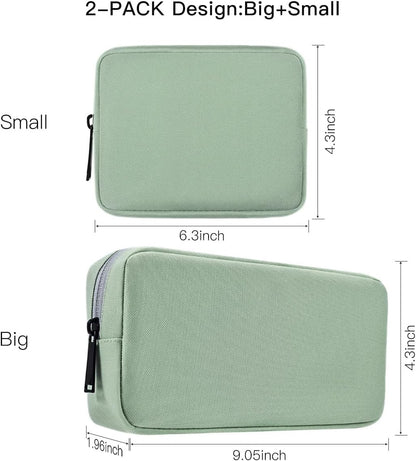 2-Pack Portable Storage Pouch Bag, Universal Electronics Accessories Case Cable Organizer Compatible with Hard Drive, Laptop Mouse, Power Bank, Adapter, Cellphone, Cosmetics (Small+Big-Navy Blue)