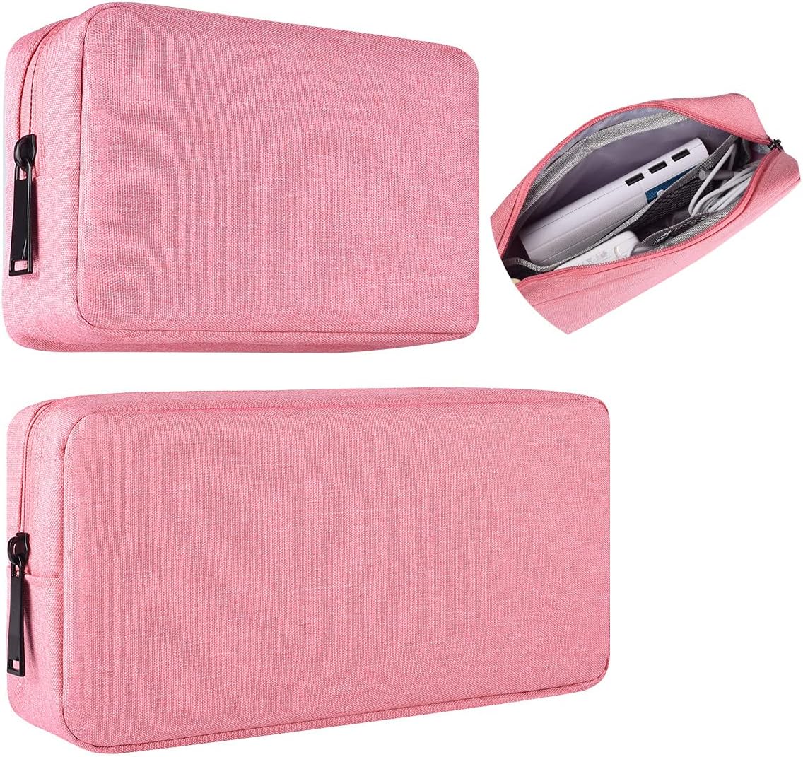 2-Pack Portable Storage Pouch Bag, Universal Electronics Accessories Case Cable Organizer Compatible with Hard Drive, Laptop Mouse, Power Bank, Adapter, Cellphone, Cosmetics (Small+Big-Navy Blue)