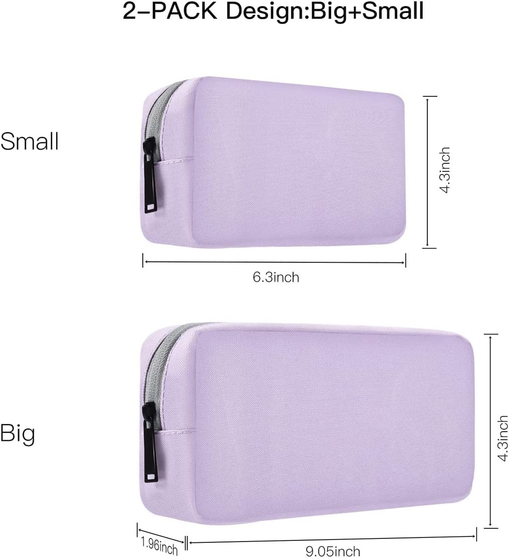 2-Pack Portable Storage Pouch Bag, Universal Electronics Accessories Case Cable Organizer Compatible with Hard Drive, Laptop Mouse, Power Bank, Adapter, Cellphone, Cosmetics (Small+Big-Navy Blue)