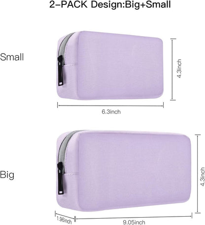 2-Pack Portable Storage Pouch Bag, Universal Electronics Accessories Case Cable Organizer Compatible with Hard Drive, Laptop Mouse, Power Bank, Adapter, Cellphone, Cosmetics (Small+Big-Navy Blue)
